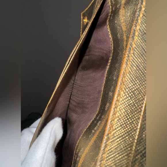 Prada Metallic Gold Saffiano Leather Lux Long Wallet - Picture 13 of 16